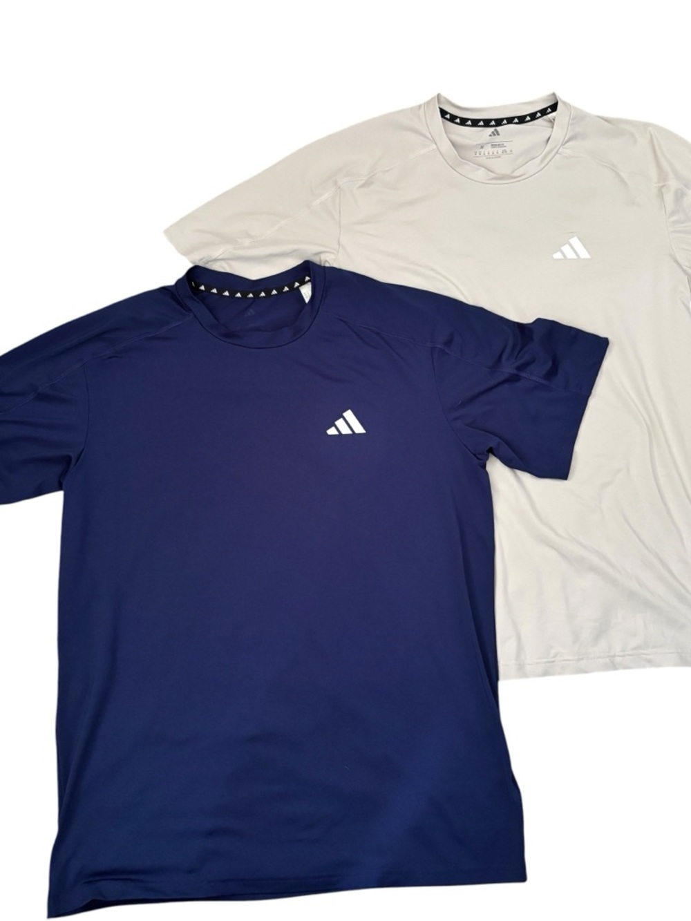 adidas Short-Sleeve Performance Tees in Navy & Light Gray/beige